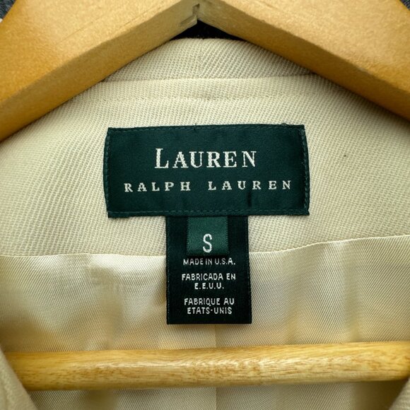 Lauren‎ Ralph Lauren Jacket Small Ivory Quiet Luxury Gold Button Wool Hooded Zip - Picture 9 of 14